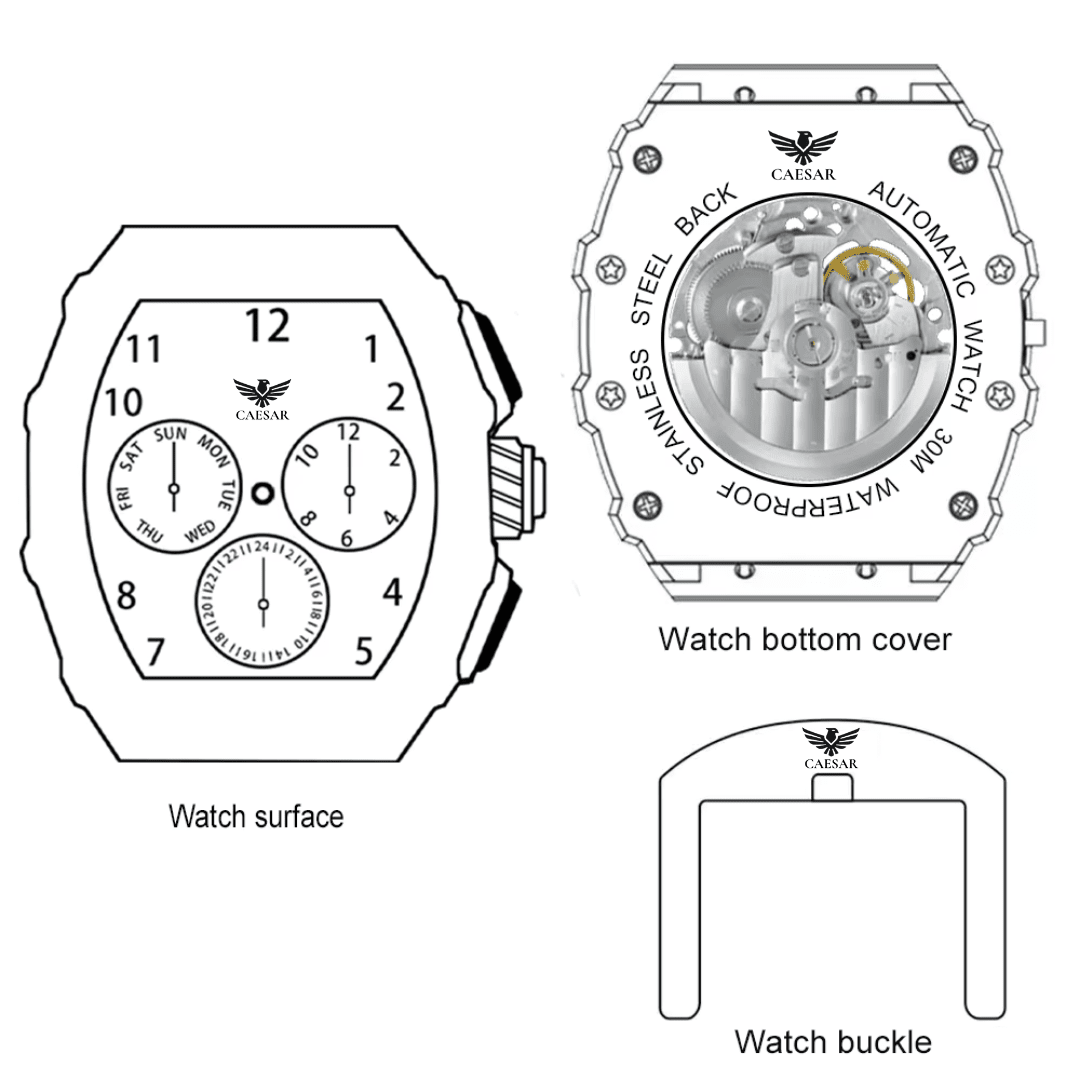 CAESAR Skeleton Mechanical Men's Watch - Bold Style